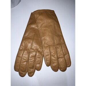 Vintage Fownes 1950s‎ Women's Tan LEATHER GLOVES With Warm Lining size 8.5 D